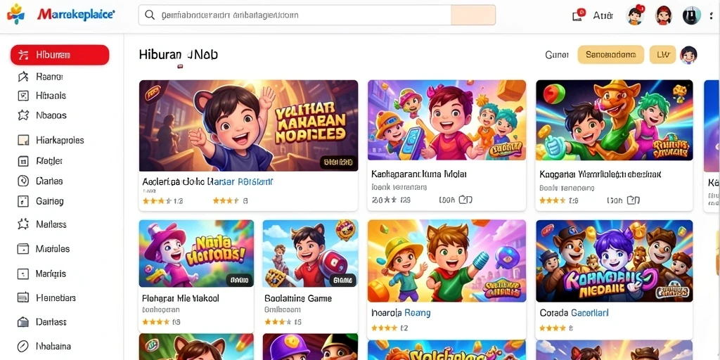 Tampilan utama aplikasi dengan berbagai pilihan game.