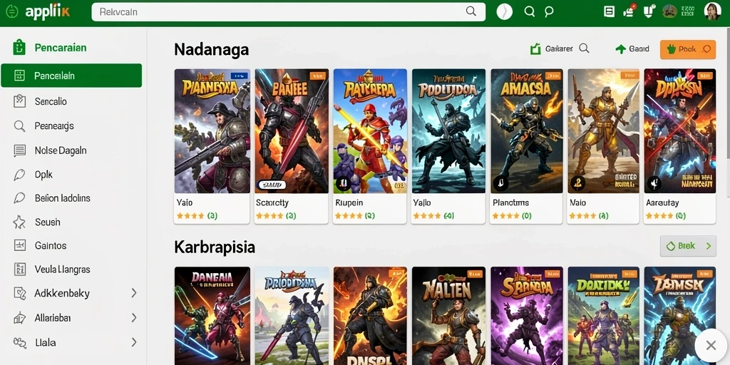 Screenshot 1 menunjukkan antarmuka permainan yang menarik.