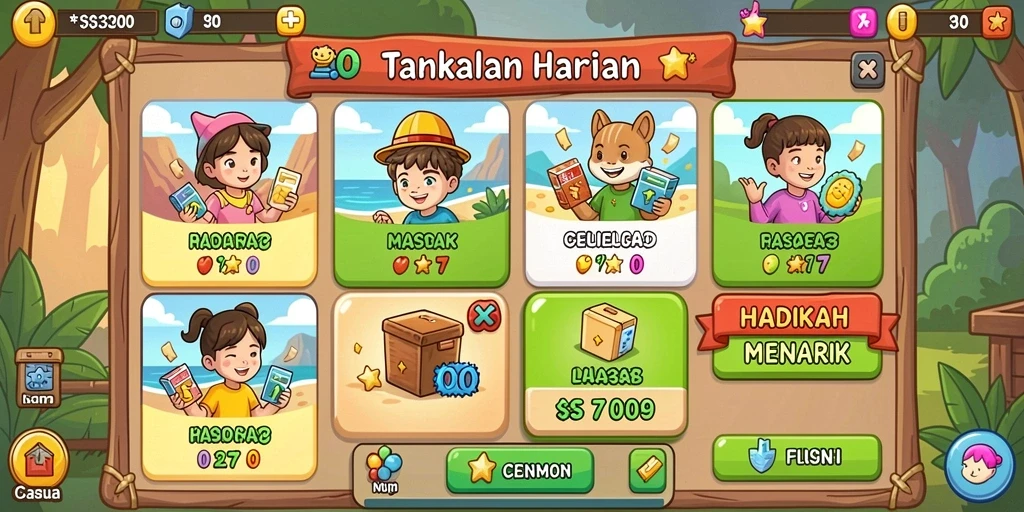 Tampilan utama permainan yang menarik perhatian.